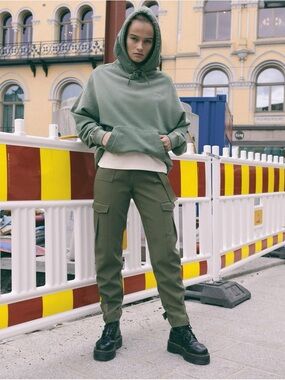 Holzweiler Skunk Trouser Army Green Belted Cargo Pants Tapered Utility Pant | S